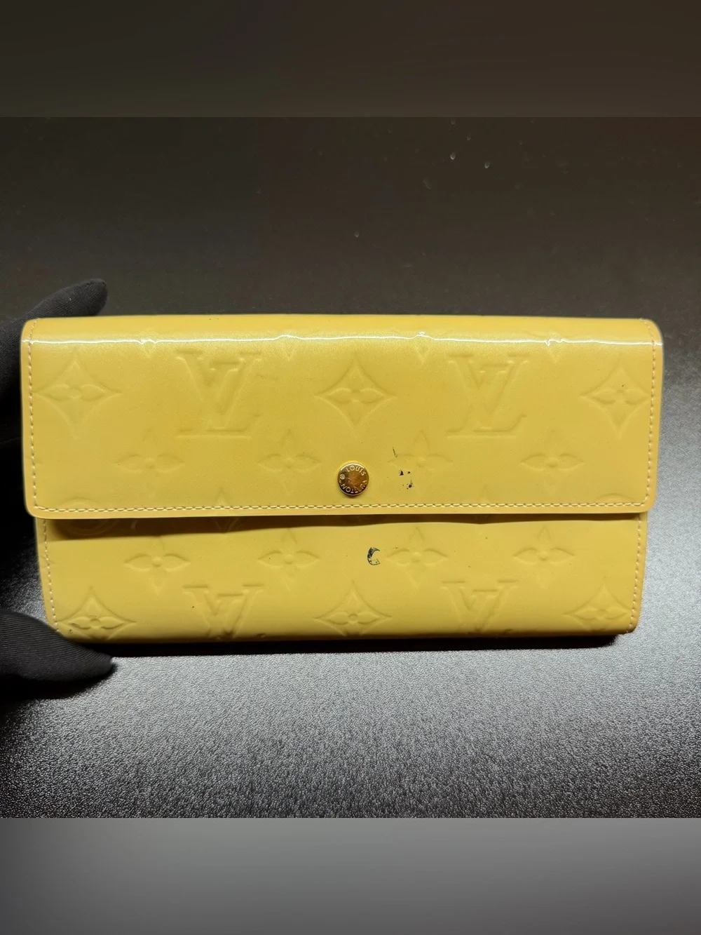 Louis Vuitton Yellow Vernis Sarah Wallet